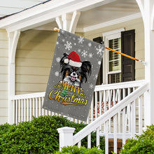 Load image into Gallery viewer, KafePross-Merry Christmas Dog Papillion Garden House Flag