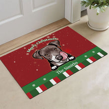 Load image into Gallery viewer, KafePross Personalized Christmas Decoration Doormat with Cute Dog Pit Bull