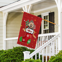 Load image into Gallery viewer, KafePross-Merry Christmas Cute Dog Pomeranian in Christmas Sock Garden House Flag