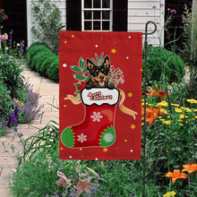 Load image into Gallery viewer, KafePross-Merry Christmas Cute Dog Australian Kelpie in Christmas Sock Garden House Flag