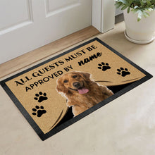 Load image into Gallery viewer, Custom Dog's Name Doormat-All Guests Must be Approved By Golden Retriever Puppy Outdoor Doormat