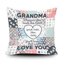 Load image into Gallery viewer, PERSONALIZED GRANDMA WHENEVER YOU TOUCH THIS THROW PILLOW COVER - 18" X 18"