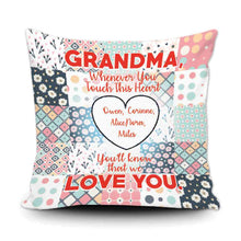 Load image into Gallery viewer, PERSONALIZED GRANDMA WHENEVER YOU TOUCH THIS THROW PILLOW COVER - 18" X 18"