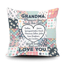 Load image into Gallery viewer, PERSONALIZED GRANDMA WHENEVER YOU TOUCH THIS THROW PILLOW COVER - 18" X 18"