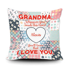 Load image into Gallery viewer, PERSONALIZED GRANDMA WHENEVER YOU TOUCH THIS THROW PILLOW COVER - 18" X 18"