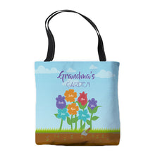 Load image into Gallery viewer, Personalized Grandma's Garden Tote Bag