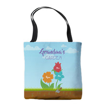 Load image into Gallery viewer, Personalized Grandma's Garden Tote Bag