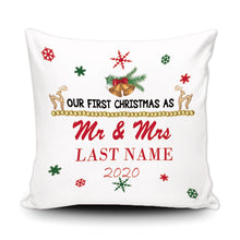 Load image into Gallery viewer, Personalized Merry Christmas Decoration Pillow Cover- Our First Christmas as Mr. & Mrs.