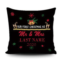 Load image into Gallery viewer, Personalized Merry Christmas Decoration Pillow Cover- Our First Christmas as Mr. & Mrs.