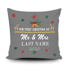 Load image into Gallery viewer, Personalized Merry Christmas Decoration Pillow Cover- Our First Christmas as Mr. & Mrs.