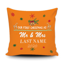 Load image into Gallery viewer, Personalized Merry Christmas Decoration Pillow Cover- Our First Christmas as Mr. & Mrs.