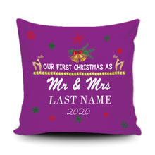 Load image into Gallery viewer, Personalized Merry Christmas Decoration Pillow Cover- Our First Christmas as Mr. & Mrs.
