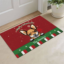 Load image into Gallery viewer, KafePross Personalized Christmas Decoration Doormat with Cute Dog Australian Shepherd