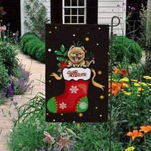 Load image into Gallery viewer, KafePross-Merry Christmas Cute Dog Pomeranian in Christmas Sock Garden House Flag