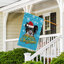 Load image into Gallery viewer, KafePross-Merry Christmas Dog Papillion Garden House Flag