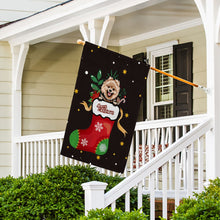 Load image into Gallery viewer, KafePross-Merry Christmas Cute Dog Pomeranian in Christmas Sock Garden House Flag