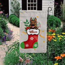 Load image into Gallery viewer, KafePross-Merry Christmas Cute Dog German Shepherd in Christmas Sock Garden House Flag