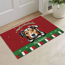 Load image into Gallery viewer, KafePross Personalized Christmas Decoration Doormat with Cute Dog Australian Shepherd