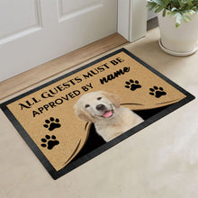 Load image into Gallery viewer, Custom Dog's Name Doormat-All Guests Must be Approved By Golden Retriever Puppy Outdoor Doormat