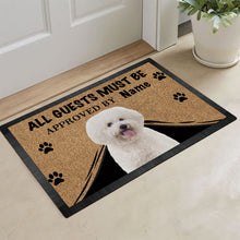 Load image into Gallery viewer, Custom Dog's Name Doormat-All Guests Must be Approved By Bichon Frise Outdoor Doormat