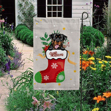 Load image into Gallery viewer, KafePross-Merry Christmas Cute Dog Rottweiler in Christmas Sock Garden House Flag