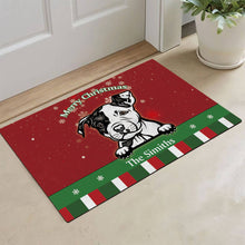 Load image into Gallery viewer, KafePross Personalized Christmas Decoration Doormat with Cute Dog Pit Bull