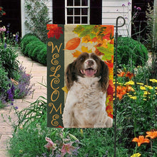 Load image into Gallery viewer, KafePross - Welcome Fall English Springer Spaniel Playing in the Maple Leaf Autumn Garden House Flag