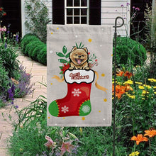 Load image into Gallery viewer, KafePross-Merry Christmas Cute Dog Pomeranian in Christmas Sock Garden House Flag