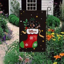 Load image into Gallery viewer, KafePross-Merry Christmas Cute Dog Dachshund in Christmas Sock Garden House Flag