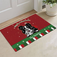 Load image into Gallery viewer, KafePross Personalized Christmas Decoration Doormat with Cute Dog Australian Shepherd