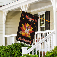 Load image into Gallery viewer, KafePross - Happy Thanksgiving Day Bull Terrier Pumpkin Maple Leaf Fall Give Thanks Dog Garden House Flag