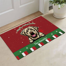 Load image into Gallery viewer, KafePross Personalized Christmas Decoration Doormat with Cute Dog Labrador