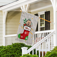 Load image into Gallery viewer, KafePross-Merry Christmas Cute Dog Pomeranian in Christmas Sock Garden House Flag