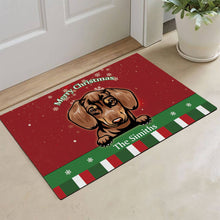 Load image into Gallery viewer, KafePross Personalized Christmas Decoration Doormat with Cute Dog Dachshund