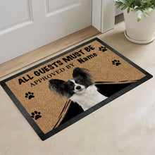 Load image into Gallery viewer, KafePross Papillon Dog Doormat All Guest Must be Approved Rubber Floor Mat