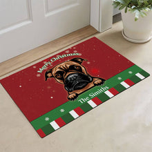 Load image into Gallery viewer, KafePross Personalized Christmas Decoration Doormat with Cute Dog Australian Shepherd