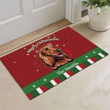 Load image into Gallery viewer, KafePross Personalized Christmas Decoration Doormat with Cute Dog Australian Shepherd