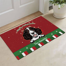 Load image into Gallery viewer, KafePross Personalized Christmas Decoration Doormat with Cute Dog English Springer Spaniel