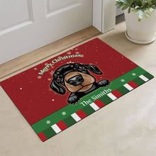 Load image into Gallery viewer, KafePross Personalized Christmas Decoration Doormat with Cute Dog Dachshund