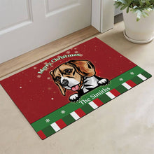 Load image into Gallery viewer, KafePross Personalized Christmas Decoration Doormat with Cute Dog Beagle