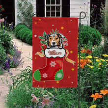 Load image into Gallery viewer, KafePross-Merry Christmas Cute Dog Australian Shepherd in Christmas Sock Garden House Flag
