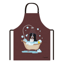 Load image into Gallery viewer, Cute Dog Apron Bernese Taking Shower in a Bathtub
