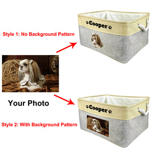 KafePross Custom Storage Basket Dog Toys Box, 72 dog breeds optional