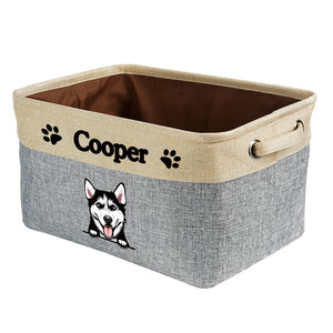 KafePross Custom Storage Basket Dog Toys Box, 72 dog breeds optional