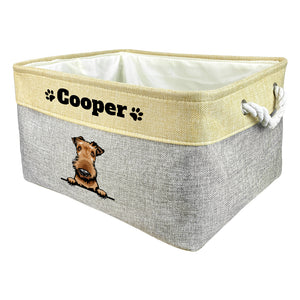 KafePross Custom Storage Basket Dog Toys Box, 72 dog breeds optional