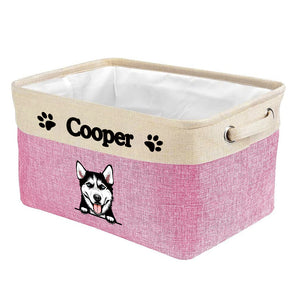 KafePross Custom Storage Basket Dog Toys Box, 72 dog breeds optional