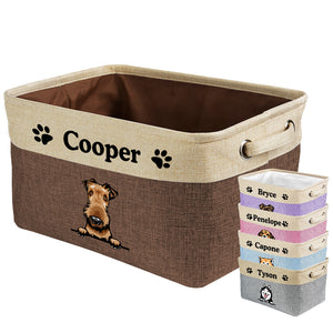 KafePross Custom Storage Basket Dog Toys Box, 72 dog breeds optional