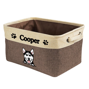 KafePross Custom Storage Basket Dog Toys Box, 72 dog breeds optional