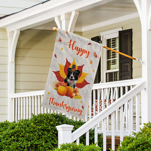 KafePross - Happy Thanksgiving Day Border Collie Pumpkin Maple Leaf Fall Give Thanks Dog Garden House Flag