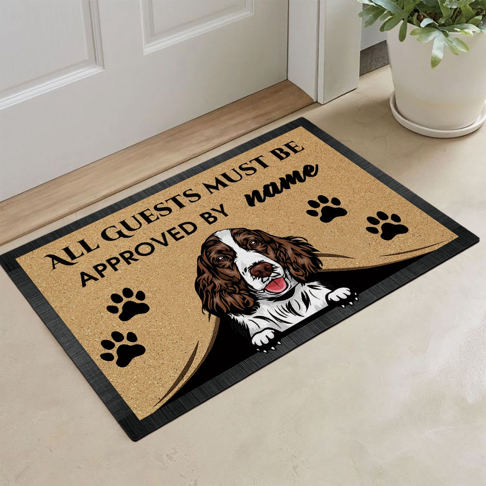 KafePross - English Springer Spaniel Peeking Dog Doormat - All Guests Must be Approved